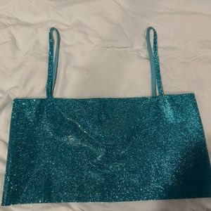 Buddy Love GIRLY GIRL RHINESTONE CROP TOP - TURQUOISE